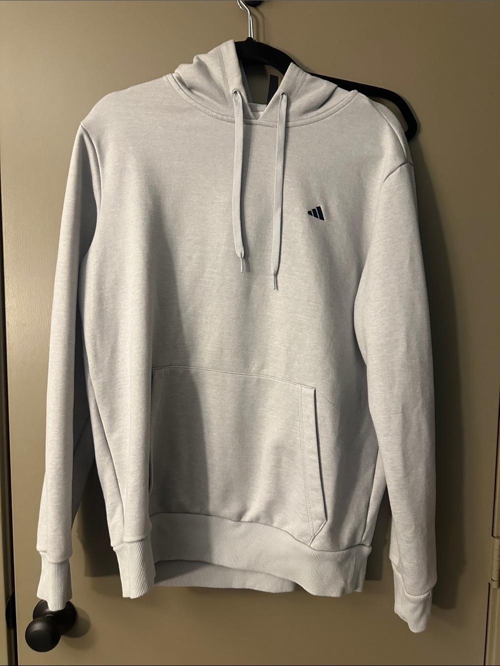 adidas Light Gray Hoodie with Small Black Logo